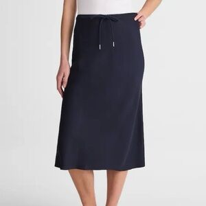 NWT Madewell Drawstring Midi Skirt in Classic Navy